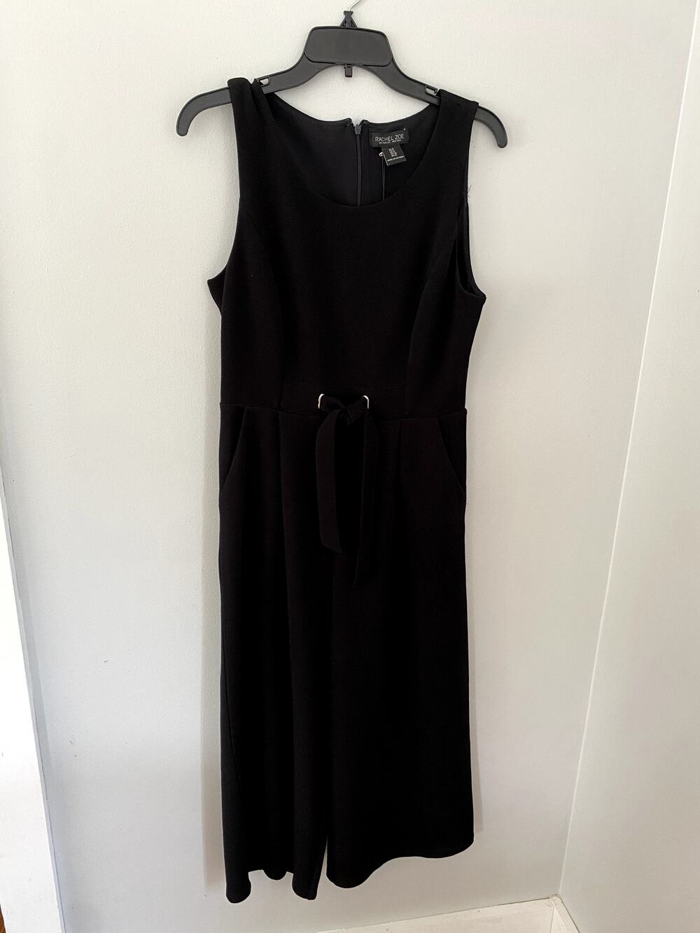 Rachel Zoe Sleeveless Tie Waist Wide Leg Cropped Jumpsuit in Black Size 8 NWT